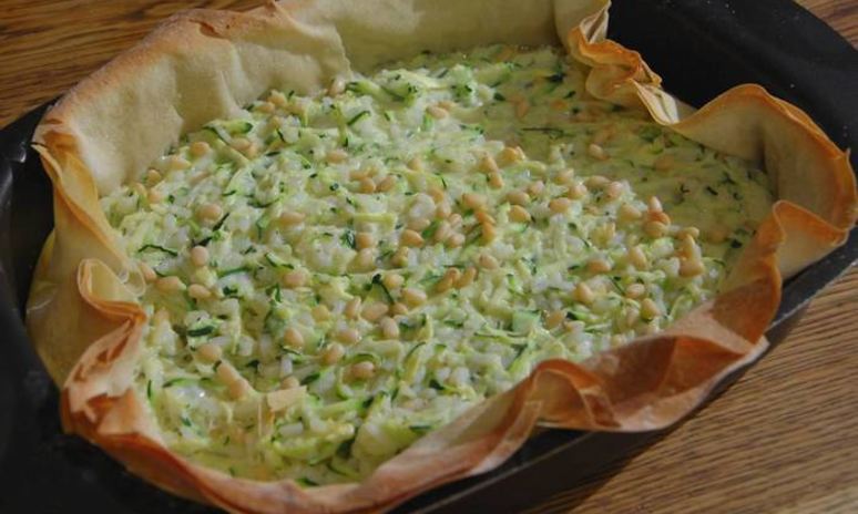 Рецепт тарта с цукини, рисом и кедровыми орешками