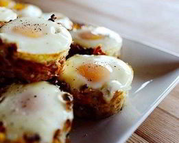 Картофельные корзинки с яичницей-глазуньей