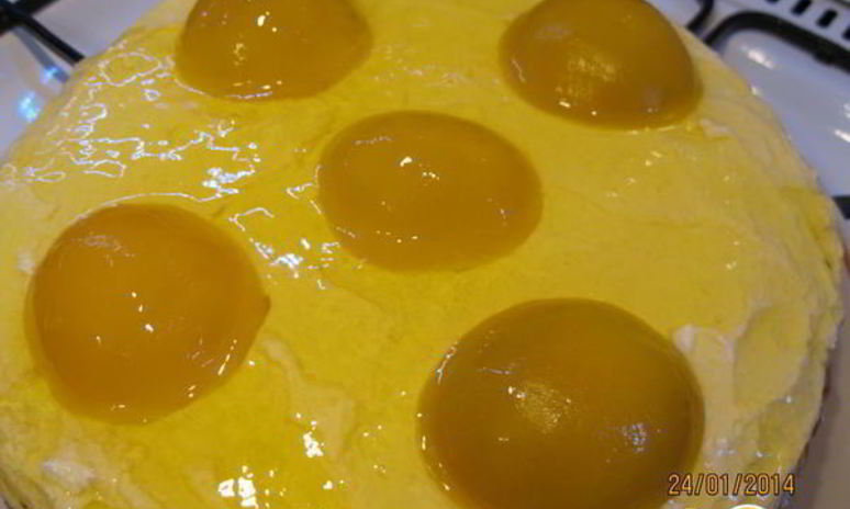 Рецепт торта яичница с персиками