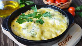 Яичница с кабачками и помидорами