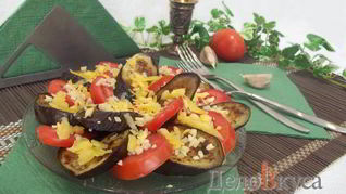 Закуска из баклажан и помидоров с чесноком