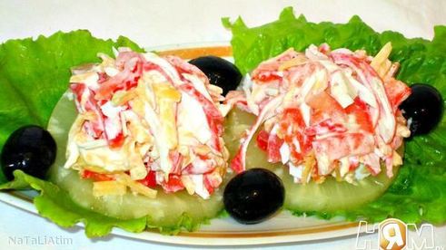 закуска из крабовых палочек островок