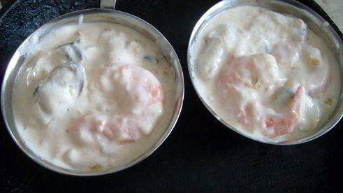 жюльен с креветками и мидиями